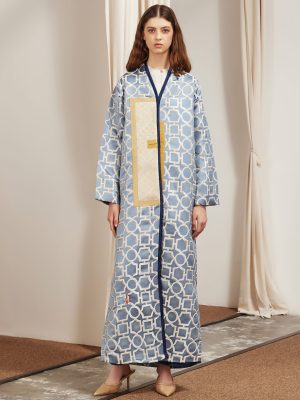 Blue cotton with yellow design