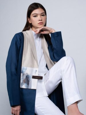 blue linen with art design
