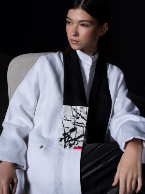 WHITE LINEN WITH ART DESIGN