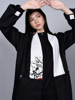 BLACK LINEN WITH ART DESIGN