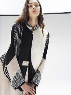 Black and white silk print
