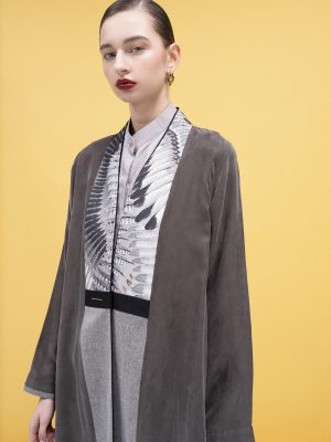 Gray silk with art