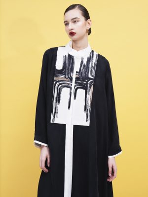 Black silk with black embroidary