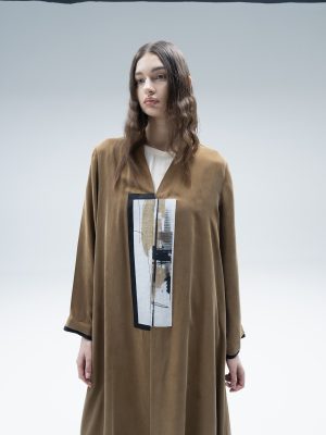 Brown silk with art