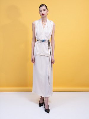 Top and skirt with blue belt