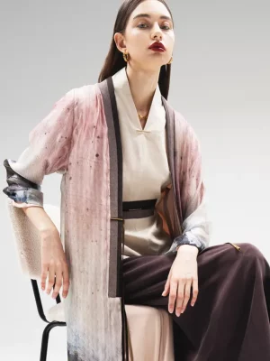 Silk pink chiffon print